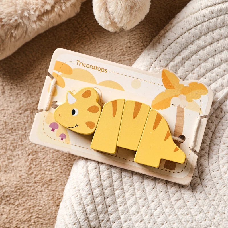 Montessori Wooden Dinosaur Threading Toy – Fine Motor Puzzle for Toddlers SnugBubs Australia