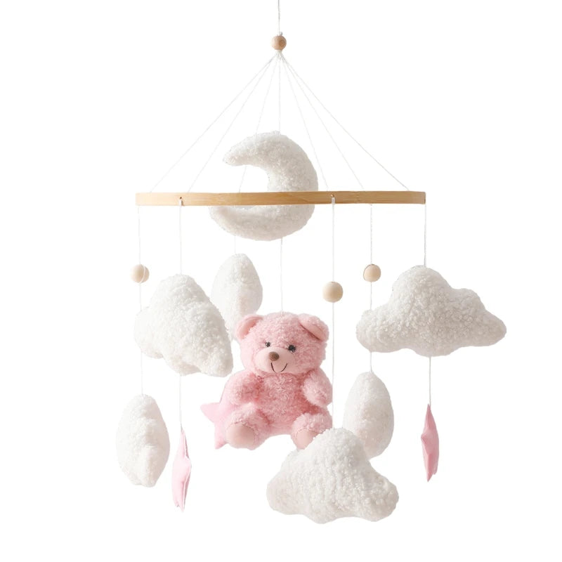 Wooden Mobile Bed Bell Crib Bracket Animal Kingdom Soft Felt Bed Bell Newborn Music Box Hanging Toy Baby Toys S for 0 12 Months SnugBubs Australia