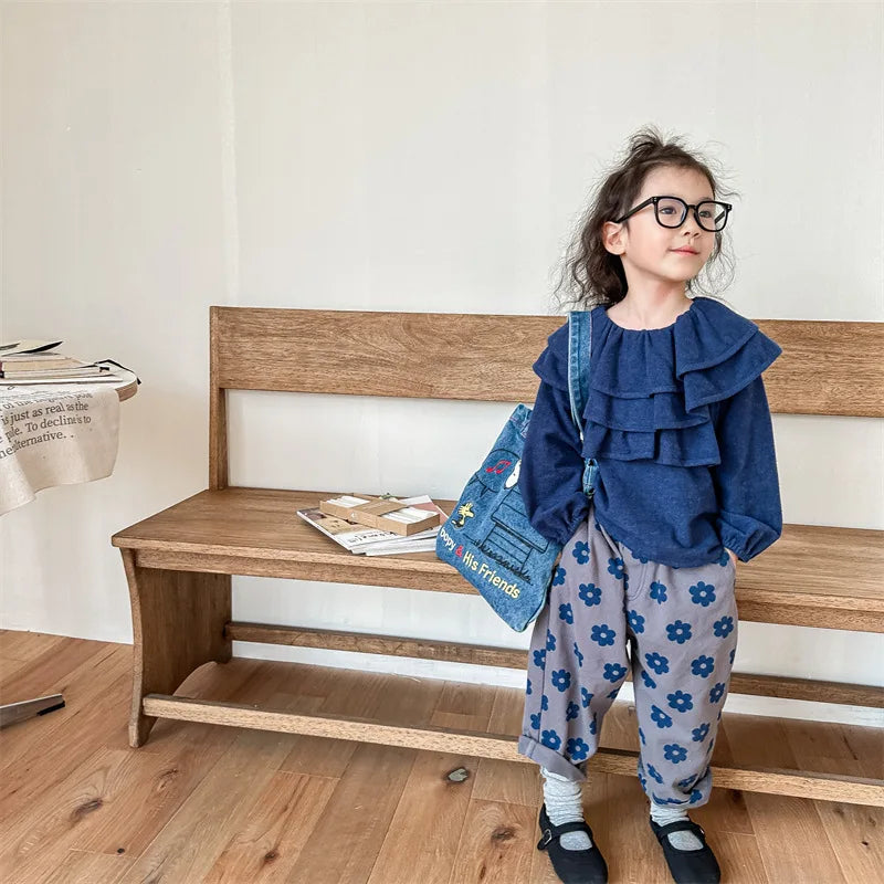 Autumn New Children Loose Trousers Vintage Flower Print Girls Harem Pants Baby Boys Casual Pants Cotton Baby Trousers Clothes SnugBubs Australia