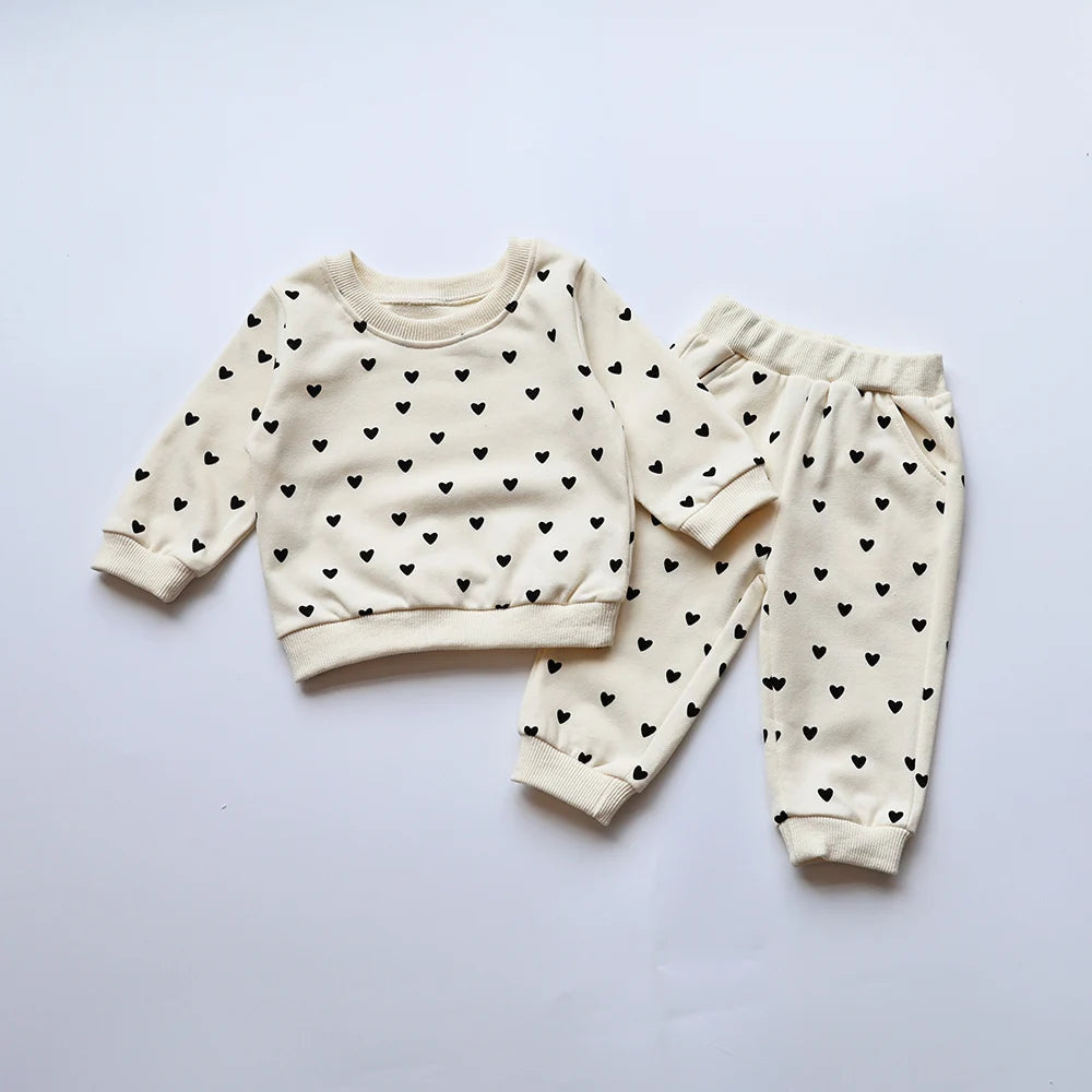 Full Heart Print Baby Hoodie Set SnugBubs Australia