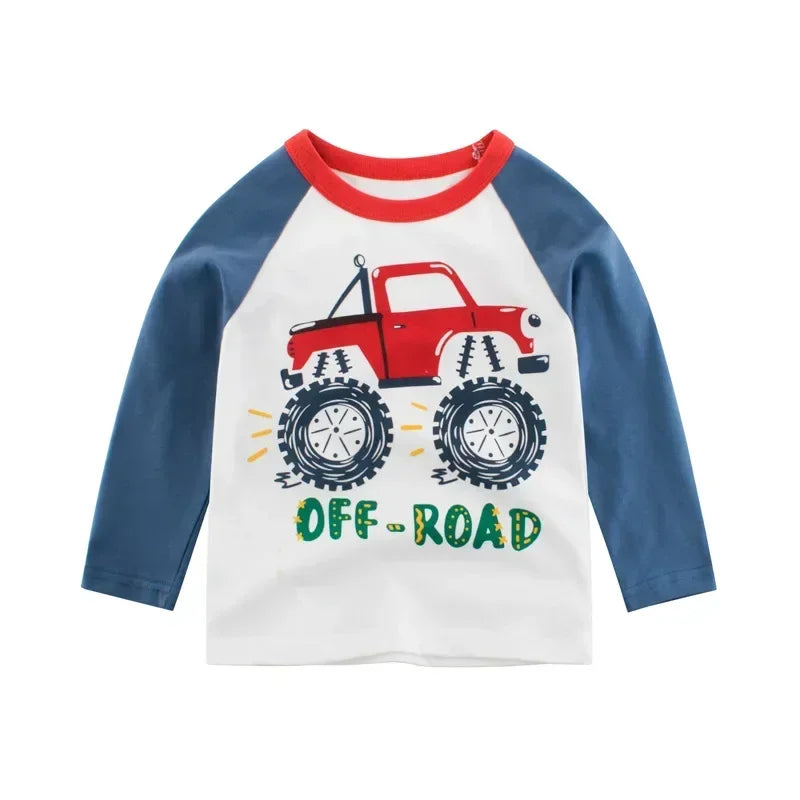 Boys Long Sleeve Car Graphic Tee - SnugBubs Australia