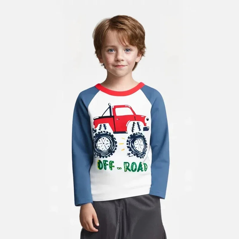 Boys Long Sleeve Car Graphic Tee - SnugBubs Australia