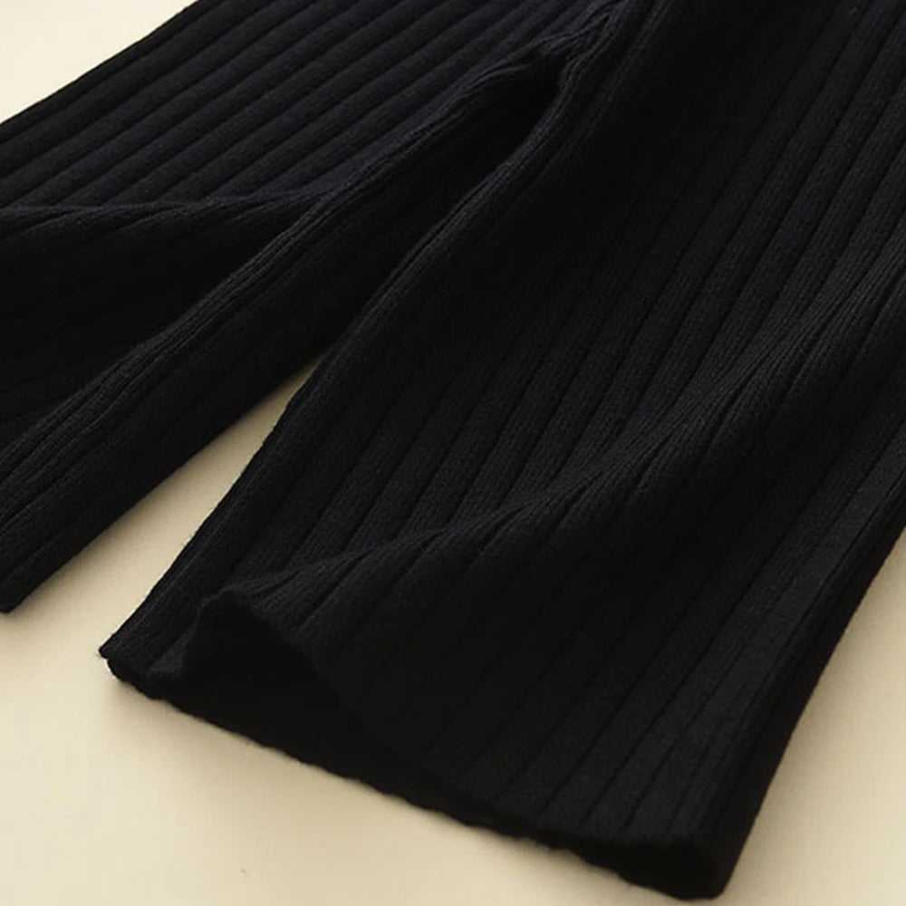 2PC Knitted Sweatshirt & Pants Set with Bow