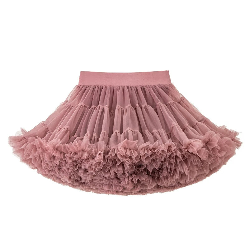 Girls Fluffy Tulle Tutu Skirt – Lace & Chiffon Dance Pettiskirt SnugBubs Australia