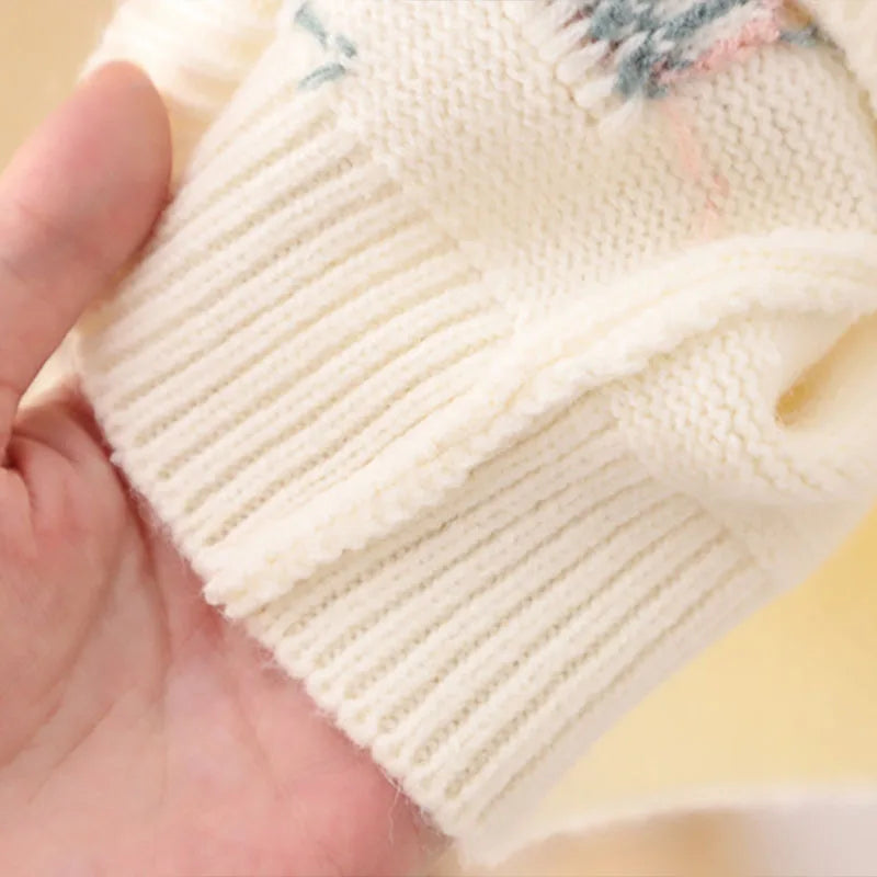 Girls’ Floral Knit Sweater - SnugBubs Australia