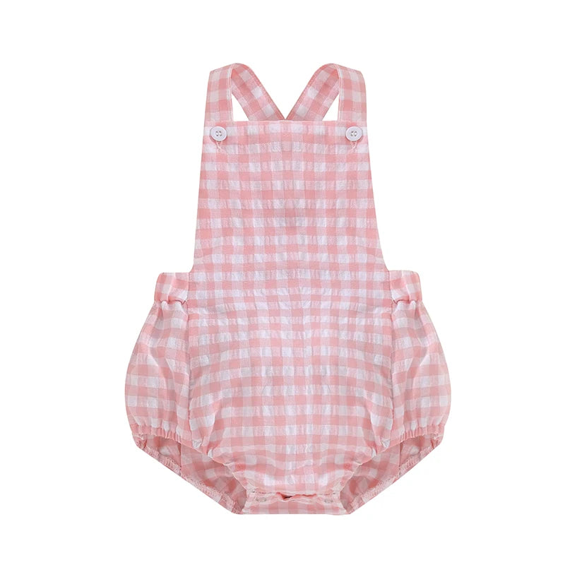 Summer Baby Romper Plaid & Stripe Print SnugBubs Australia