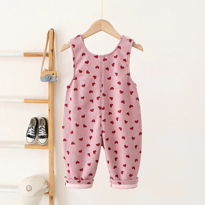 "Love Pants" Girls’ Corduroy Overalls SnugBubs Australia