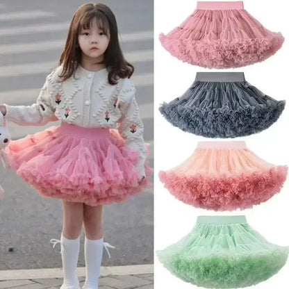 Girls Fluffy Tulle Tutu Skirt – Lace & Chiffon Dance Pettiskirt SnugBubs Australia