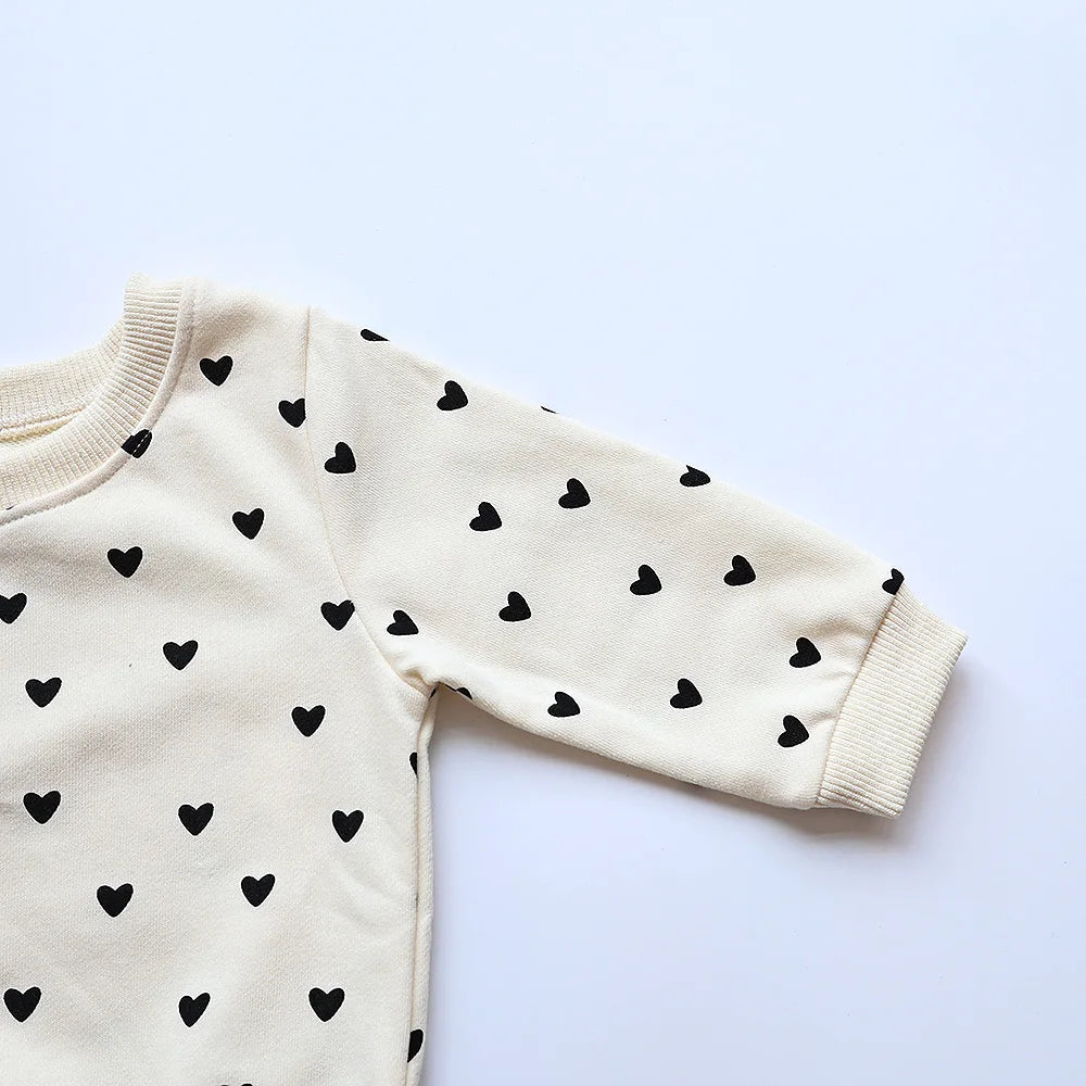 Full Heart Print Baby Hoodie Set SnugBubs Australia