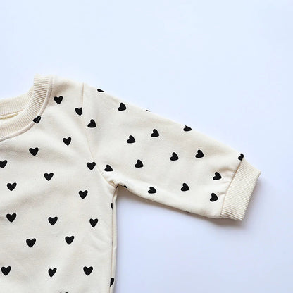 Full Heart Print Baby Hoodie Set SnugBubs Australia