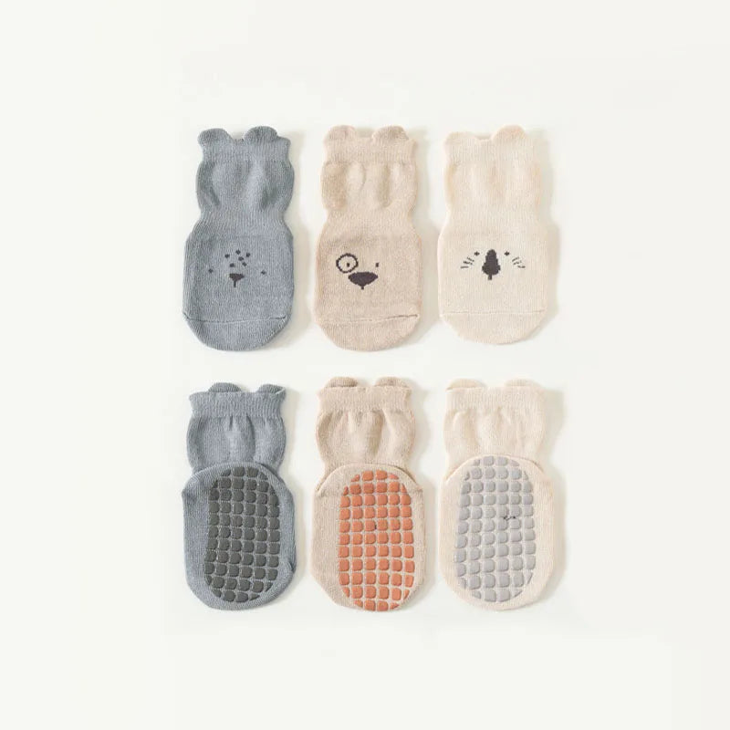 3/5 Pairs Baby Adorable Animals Pattern Non Slip Floor Socks, Breathable Casual Socks For Boys and Girls Kids Indoor Activities SnugBubs Australia
