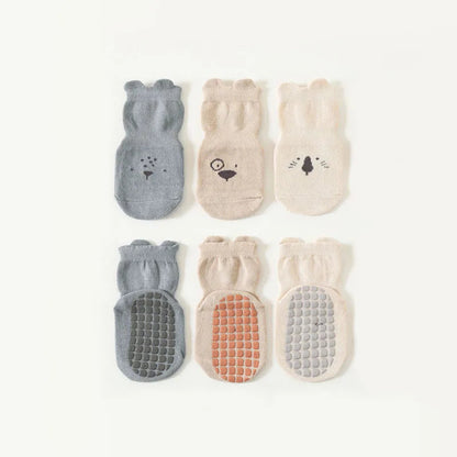 3/5 Pairs Baby Adorable Animals Pattern Non Slip Floor Socks, Breathable Casual Socks For Boys and Girls Kids Indoor Activities SnugBubs Australia