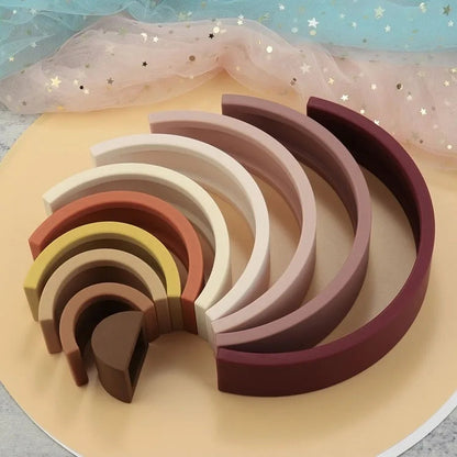 10-Piece Silicone Rainbow Stacking Toy SnugBubs Australia