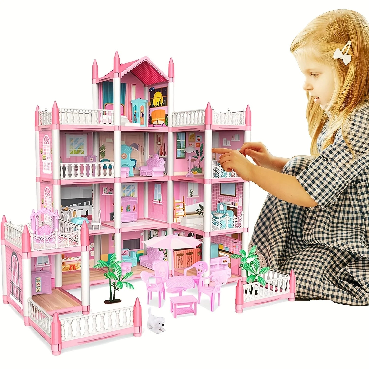 Children's Music Doll House Assembly Villa House 3D DIY Dream Princess Castle Villa Assembly Doll House Set Toy Girl Family Toy - SnugBubs Australia