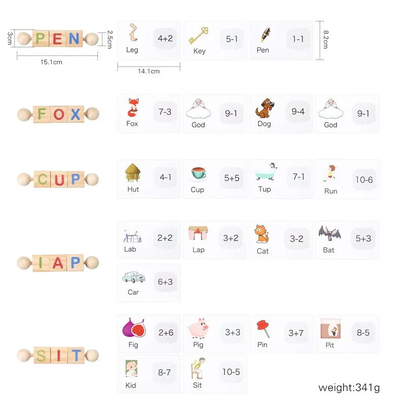 Montessori Word Spelling Game – Kids Educational Puzzle with Picture Matching Cards SnugBubs Australia