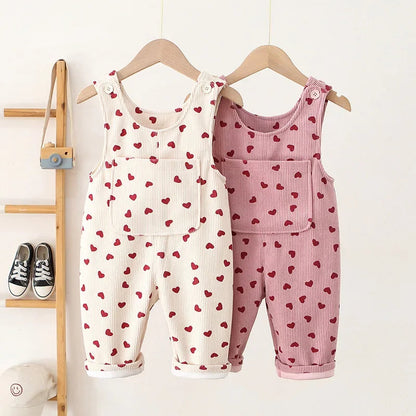 "Love Pants" Girls’ Corduroy Overalls SnugBubs Australia