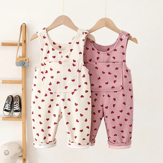 "Love Pants" Girls’ Corduroy Overalls SnugBubs Australia