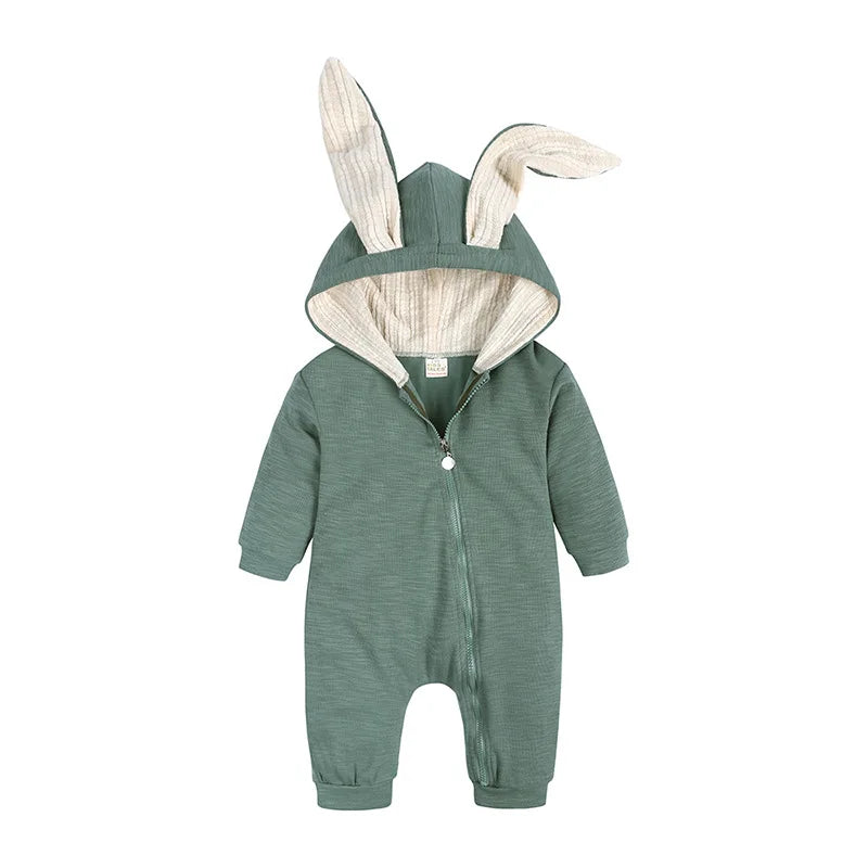 Baby Romper with Rabbit Ears – Cotton Long Sleeve Onesie (Unisex) SnugBubs Australia