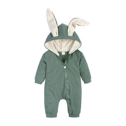 Baby Romper with Rabbit Ears – Cotton Long Sleeve Onesie (Unisex) SnugBubs Australia