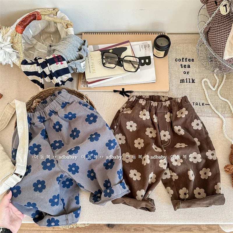Autumn New Children Loose Trousers Vintage Flower Print Girls Harem Pants Baby Boys Casual Pants Cotton Baby Trousers Clothes SnugBubs Australia