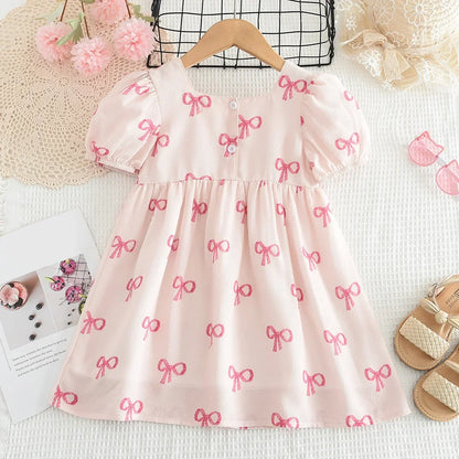 Bow Print Casual Dress