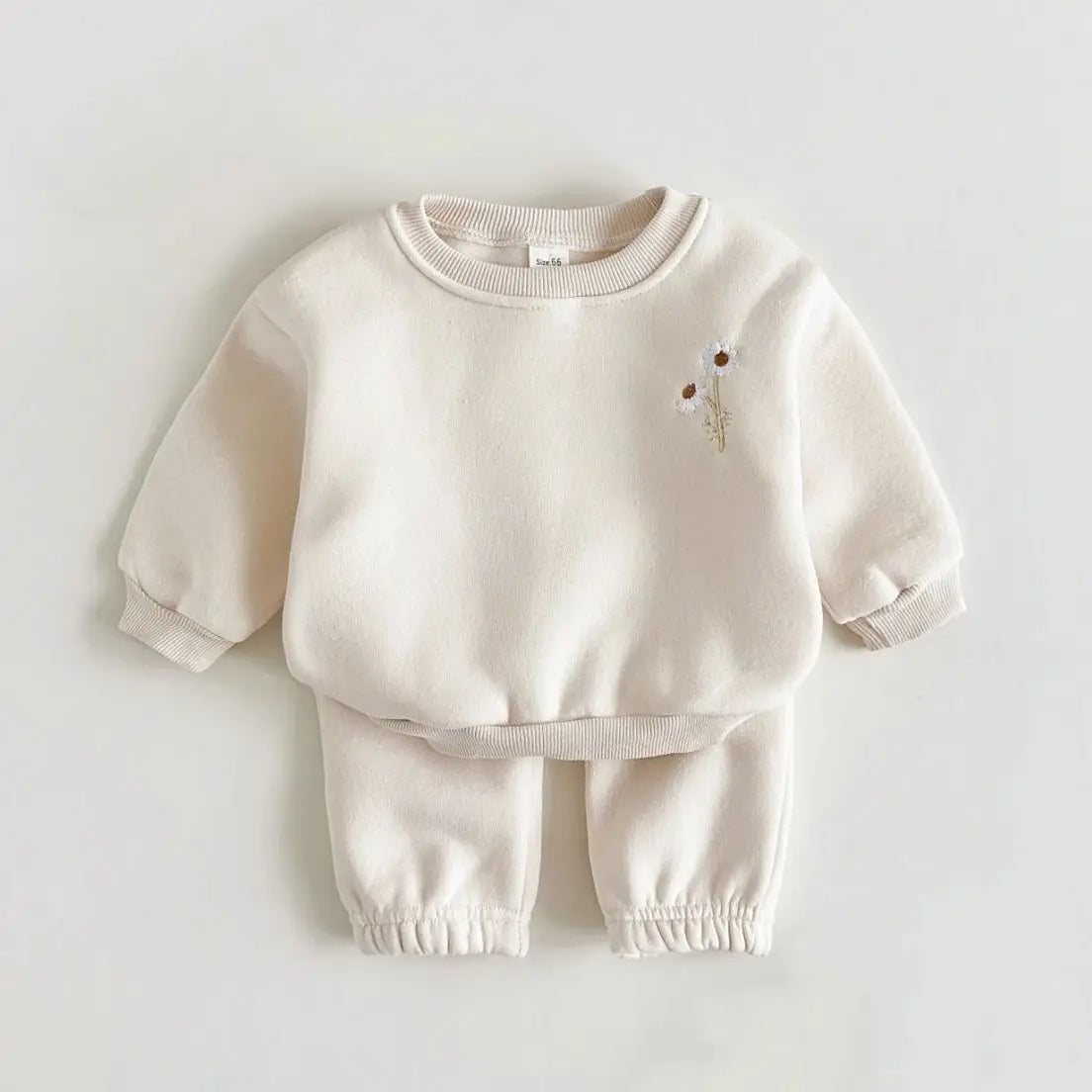 Embroidered Daisy Pullover Sweatshirt & Jogger Pants SnugBubs Australia