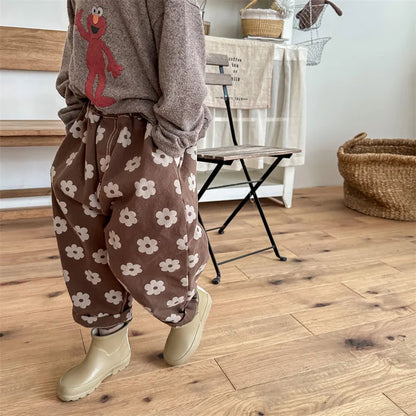 Autumn New Children Loose Trousers Vintage Flower Print Girls Harem Pants Baby Boys Casual Pants Cotton Baby Trousers Clothes SnugBubs Australia