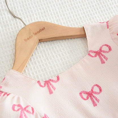 Bow Print Casual Dress