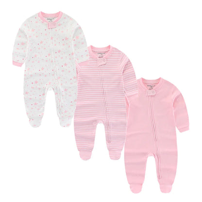 3 Pcs 100% Cotton Soft Zipper Onesies SnugBubs Australia