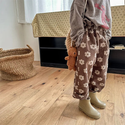 Autumn New Children Loose Trousers Vintage Flower Print Girls Harem Pants Baby Boys Casual Pants Cotton Baby Trousers Clothes SnugBubs Australia