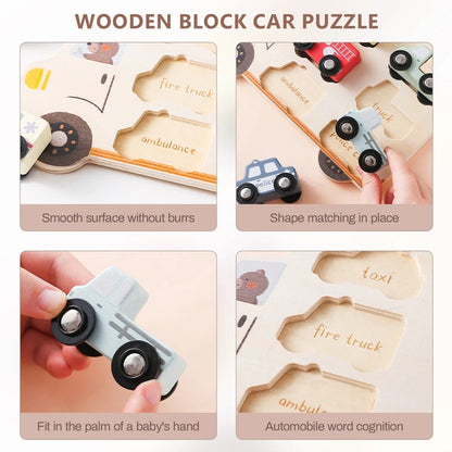 Montessori Wooden Traffic Car Puzzle – Fine Motor Learning Toy for Toddlers - SnugBubs Australia