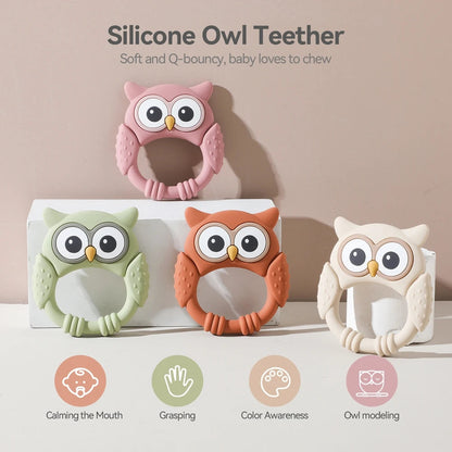 1PC Food Grade BPA Free Cartoon Owl Silicone Baby Teether SnugBubs Australia