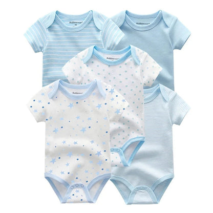Kiddiezoom 5 Pcs/Lot Four Seasons Fashion Cartoon Short Sleeve Baby Boy Girl Bodysuits Soft 100%Cotton NewbornOnesies SnugBubs Australia