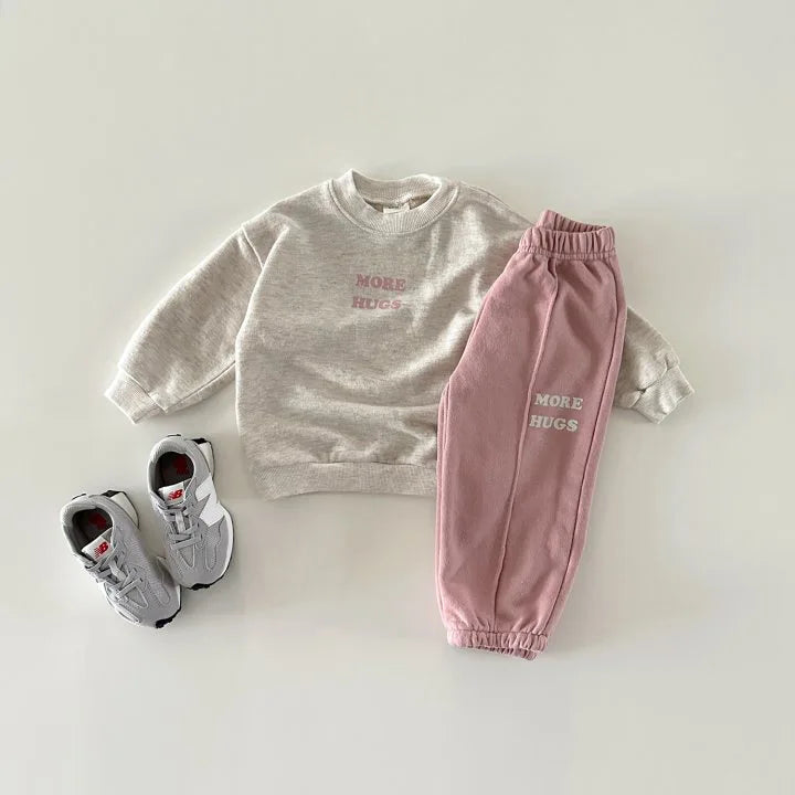 Cute Letter Print Sweatshirt & Pants 2-Piece Outfit SnugBubs Australia