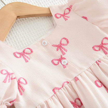 Bow Print Casual Dress