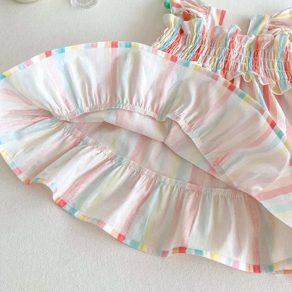 Princess Striped A-Line Dress for Girls SnugBubs Australia