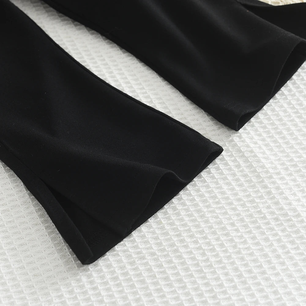 Long Sleeve Pleated Stripe Top & Bell-Bottom Pants Set SnugBubs Australia