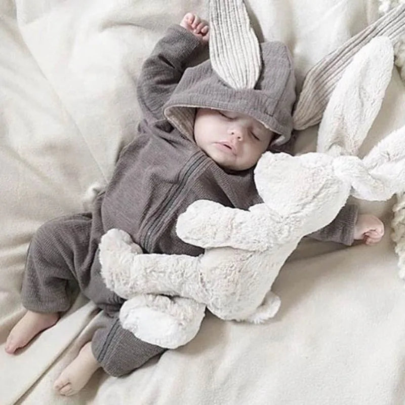 Baby Romper with Rabbit Ears – Cotton Long Sleeve Onesie (Unisex) SnugBubs Australia