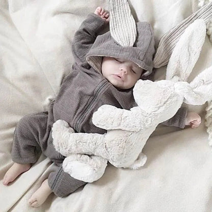 Baby Romper with Rabbit Ears – Cotton Long Sleeve Onesie (Unisex) SnugBubs Australia