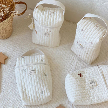 Embroidered Mommy Bag Hangable Stroller Zipper Portable Diaper Wet Bag Storage Bag SnugBubs Australia