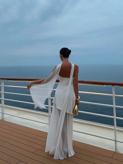 Mesh Scarf Neck Strapless Maxi Dress – Elegant Backless Split Gown SnugBubs Australia