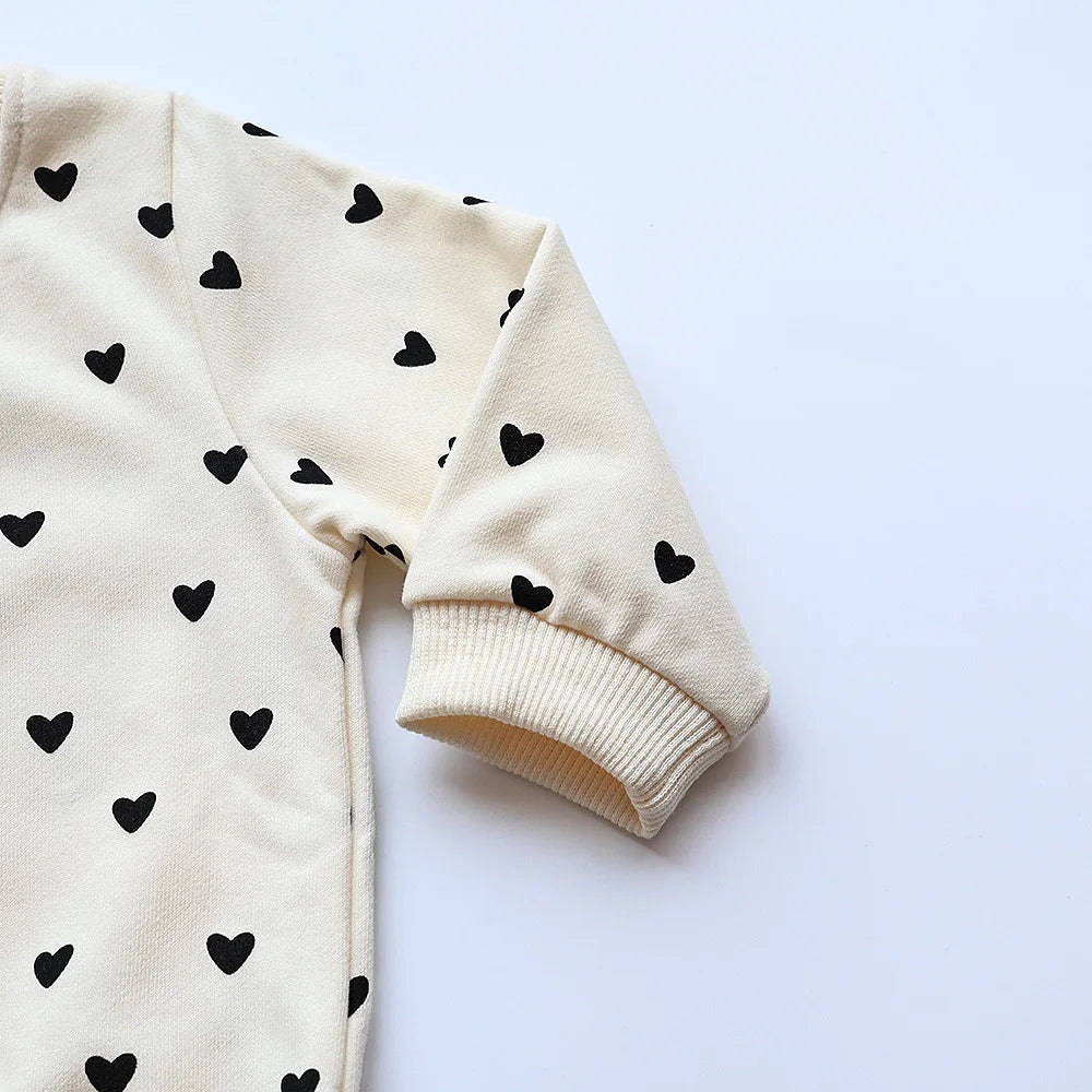 Full Heart Print Baby Hoodie Set SnugBubs Australia