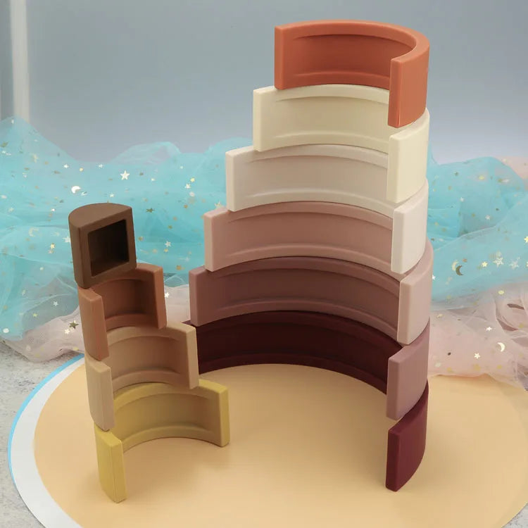 10-Piece Silicone Rainbow Stacking Toy SnugBubs Australia