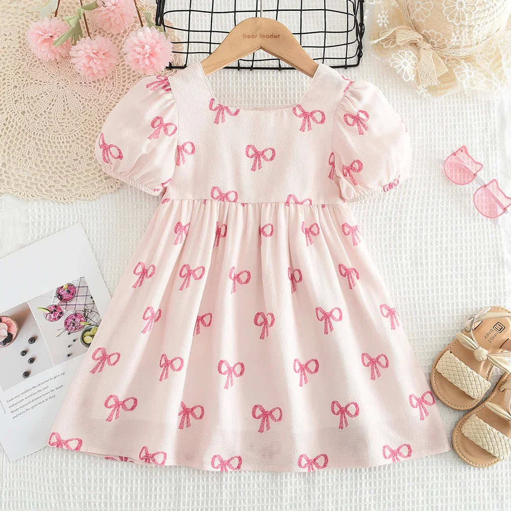 Bow Print Casual Dress