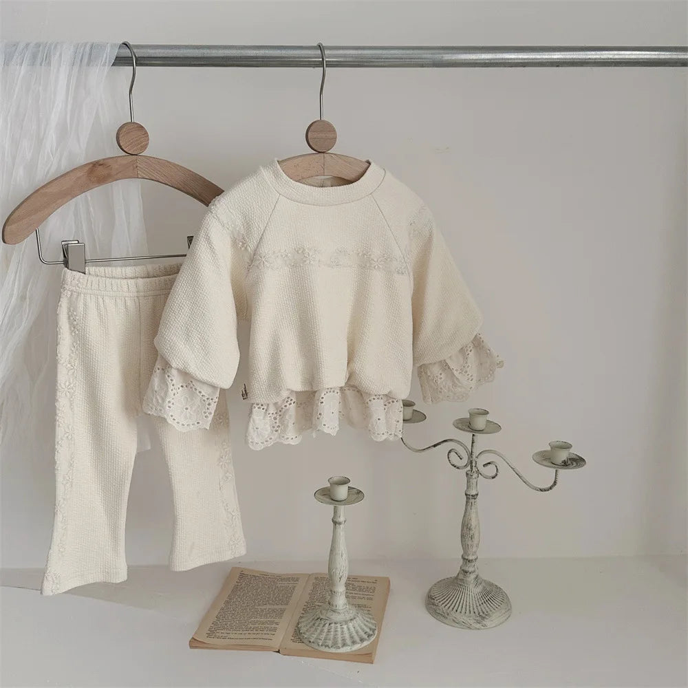 Cotton Lace Sweatshirt and Matching Pants SnugBubs Australia