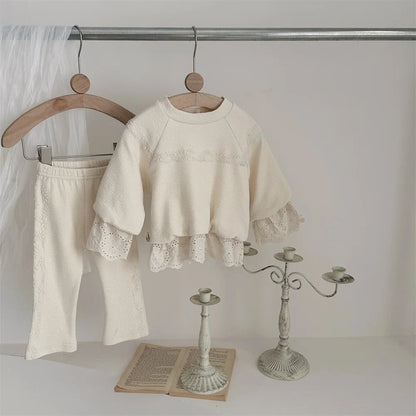 Cotton Lace Sweatshirt and Matching Pants SnugBubs Australia