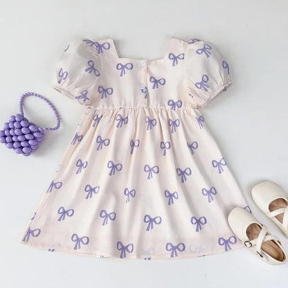 Bow Print Casual Dress