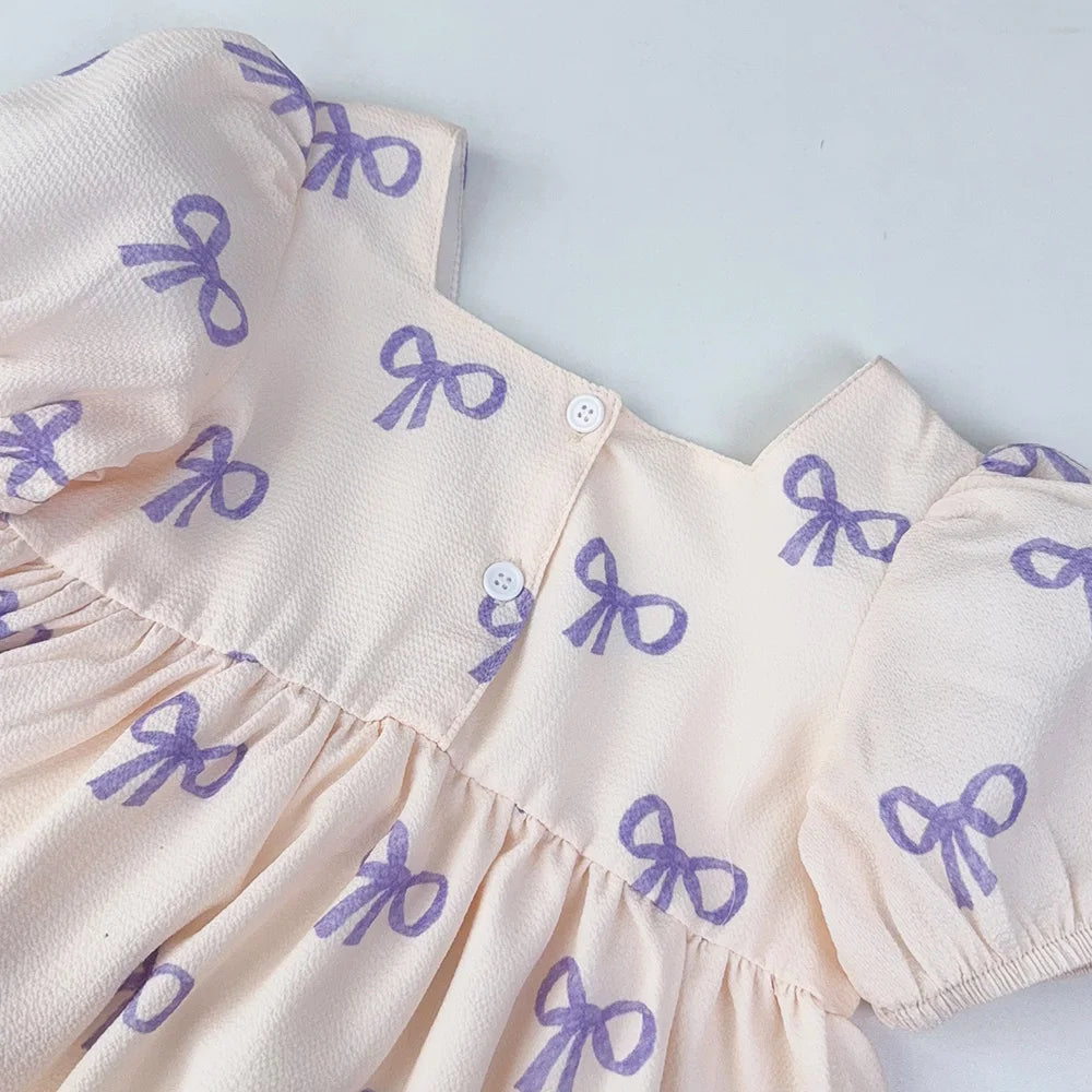Bow Print Casual Dress