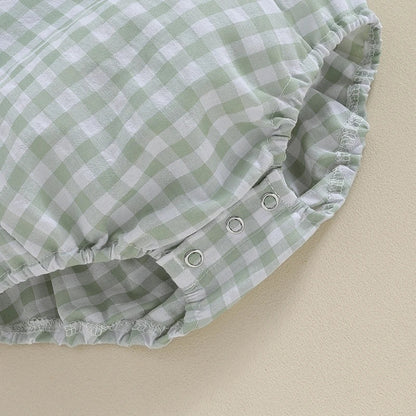 Summer Baby Romper Plaid & Stripe Print SnugBubs Australia