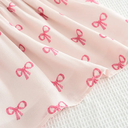 Bow Print Casual Dress